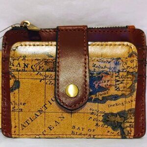 Patricia Nash 'Cassis' Leather ID Case/Wallet- European  Map Print- NWT